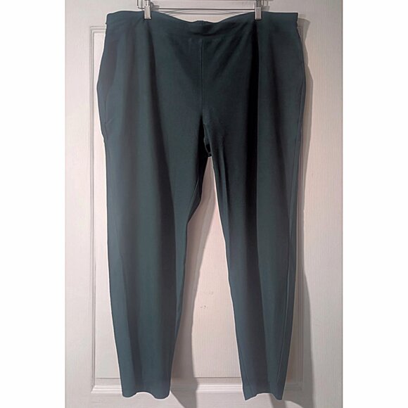 Eileen Fisher | Washable Stretch Crepe Slim Ankle Pants in Aegean Green - Picture 2 of 12